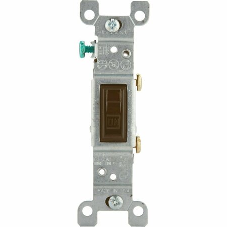 LEVITON Residential Grade 15 Amp Toggle Single Pole Grounded Switch, Brown 202-01451-002